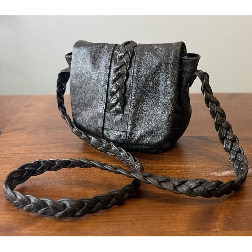 Vintage Hippy Brown Leather Braided Strap Saddle Purse Crossbody Bag Mexico